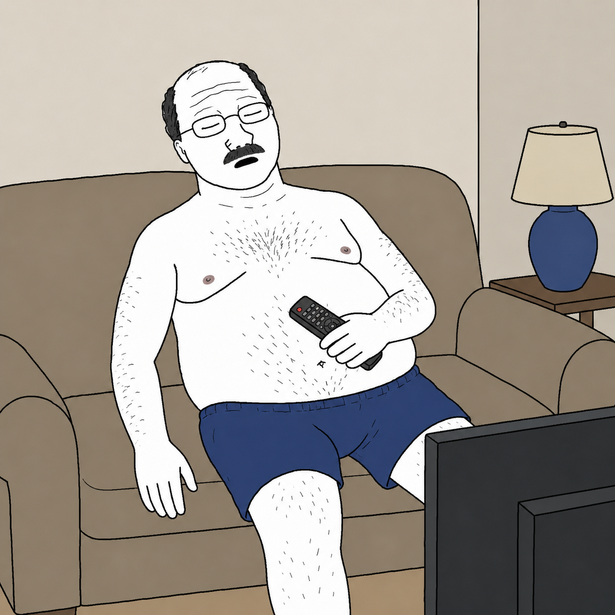 dad on couch with remote